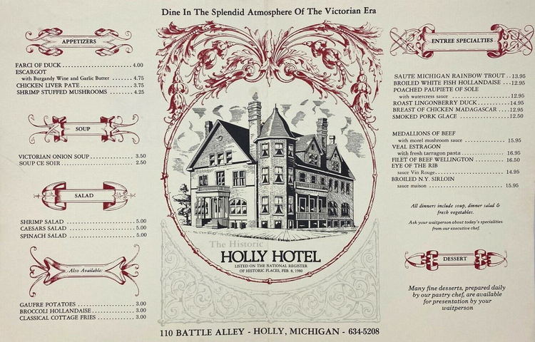 Holly Hotel - 1980 Menu